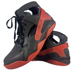 Nike Air Huarache Men Basketball Sneakers Black Red Leather Size 12